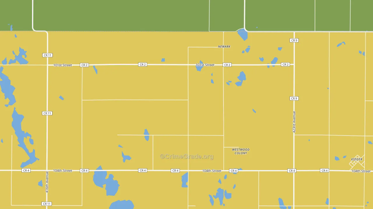 Newark, SD Map of Vehicle Theft Rates