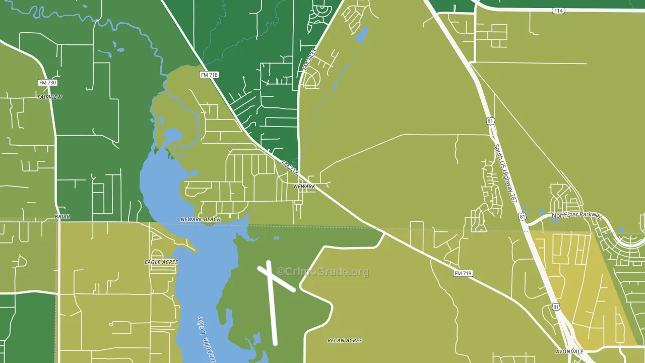 Newark, TX Map of Vehicle Theft Rates