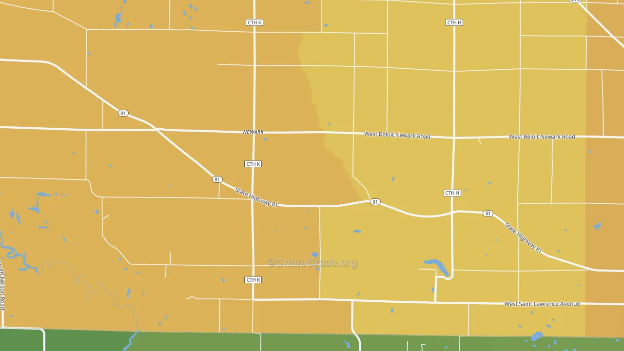 Newark, WI Map of Vehicle Theft Rates