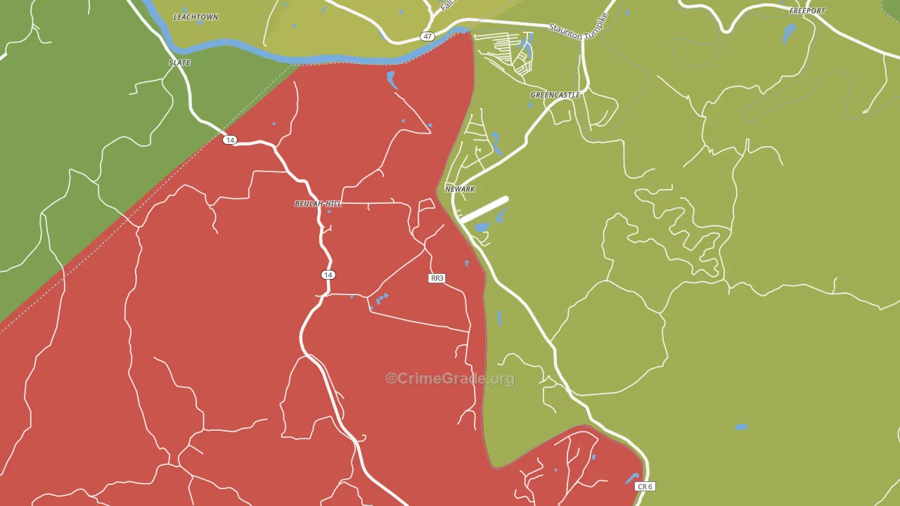 Newark, WV Map of Vehicle Theft Rates