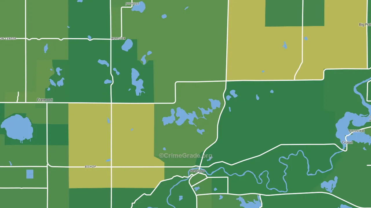 Newaygo County, MI Map of Vehicle Theft Rates