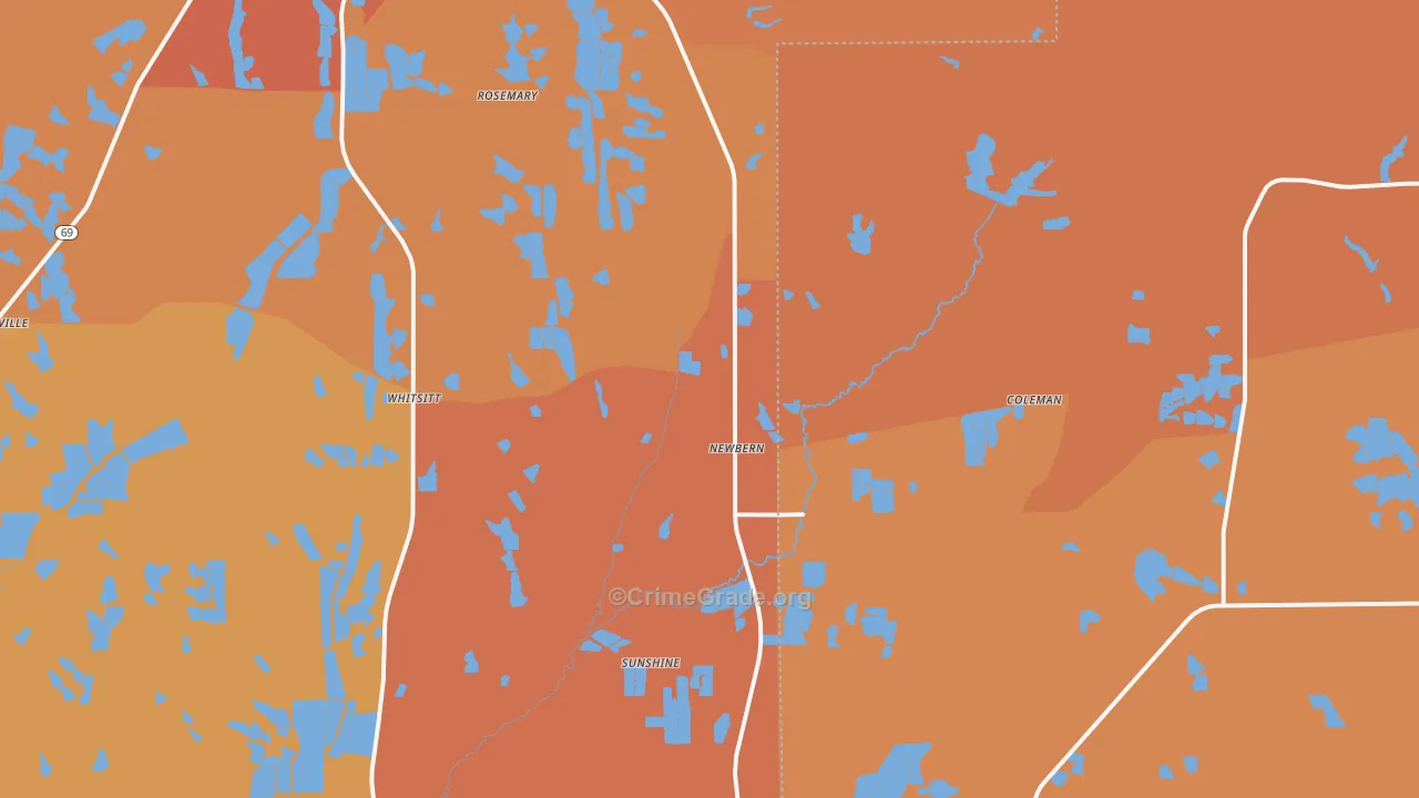 Newbern, AL Map of Vehicle Theft Rates