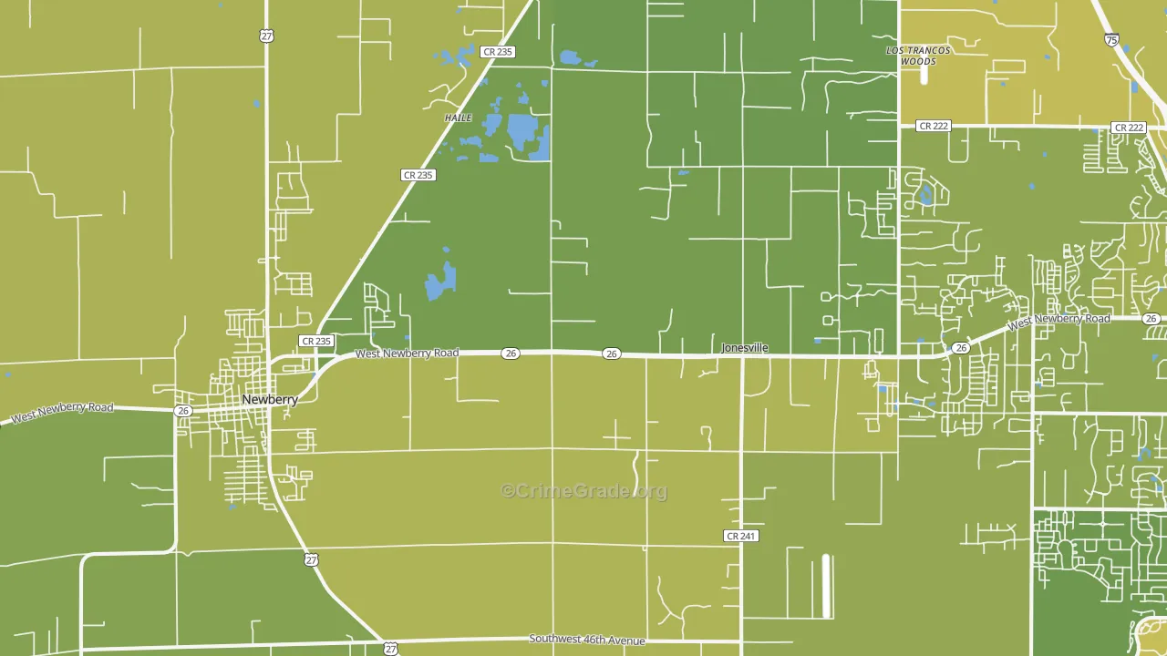 Newberry, FL Map of Vehicle Theft Rates