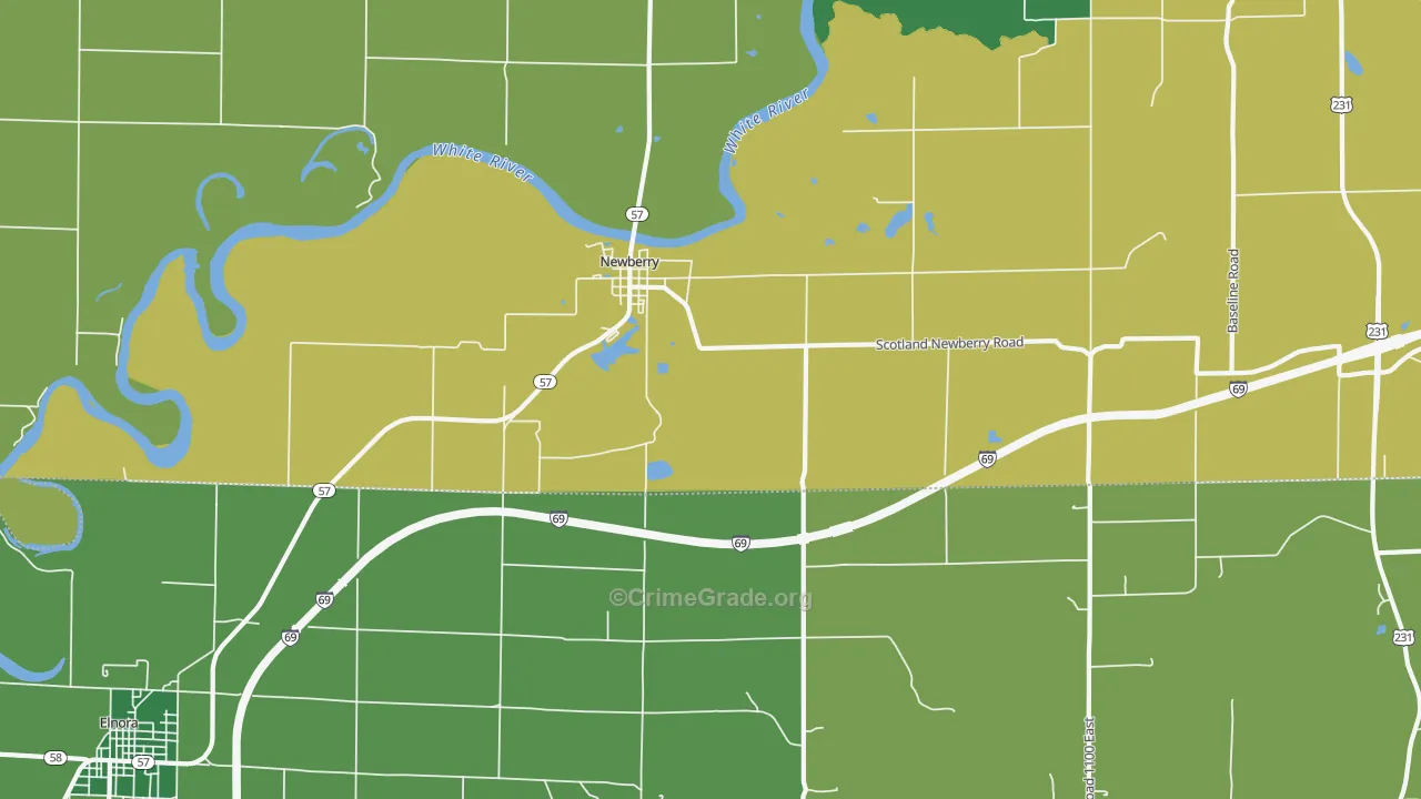Newberry, IN Map of Vehicle Theft Rates