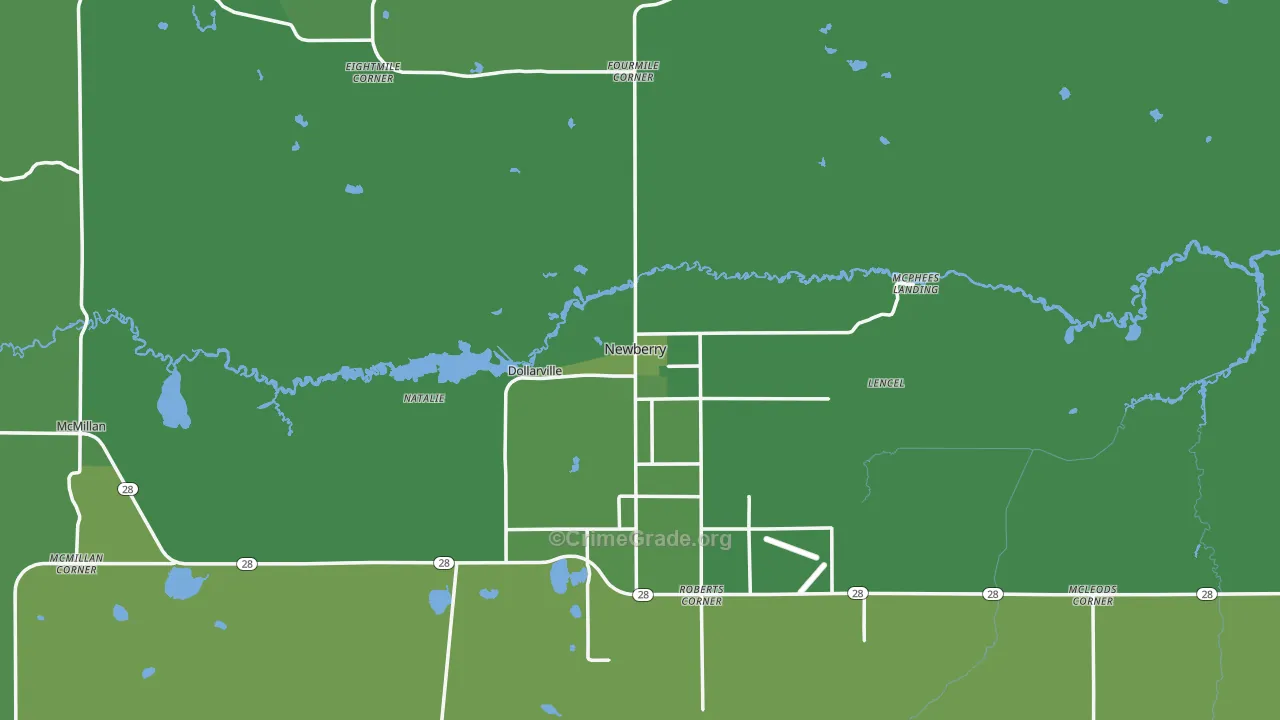 Newberry, MI Map of Vehicle Theft Rates
