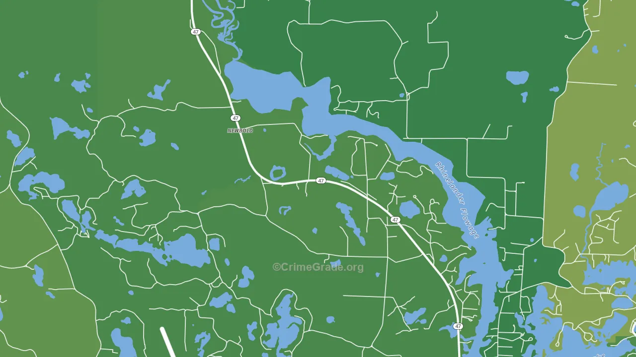 Newbold, WI Map of Vehicle Theft Rates