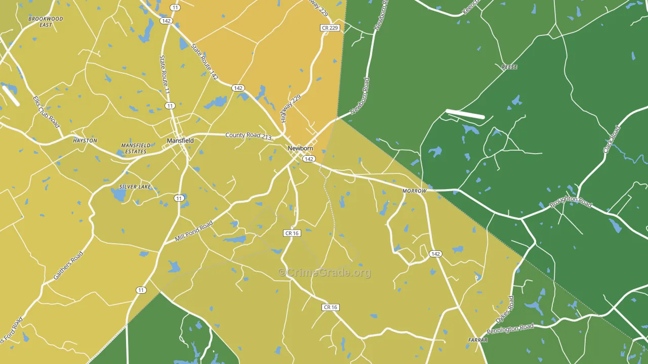 Newborn, GA Map of Vehicle Theft Rates