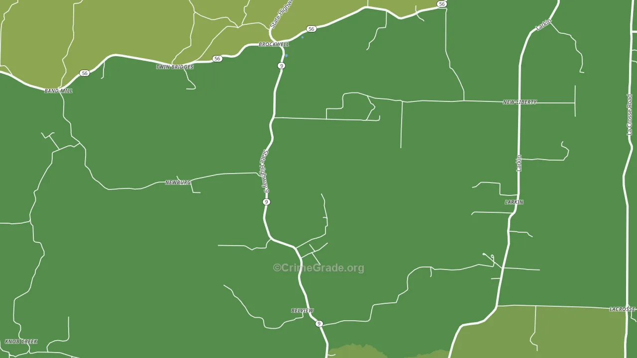 Newburg, AR Map of Vehicle Theft Rates