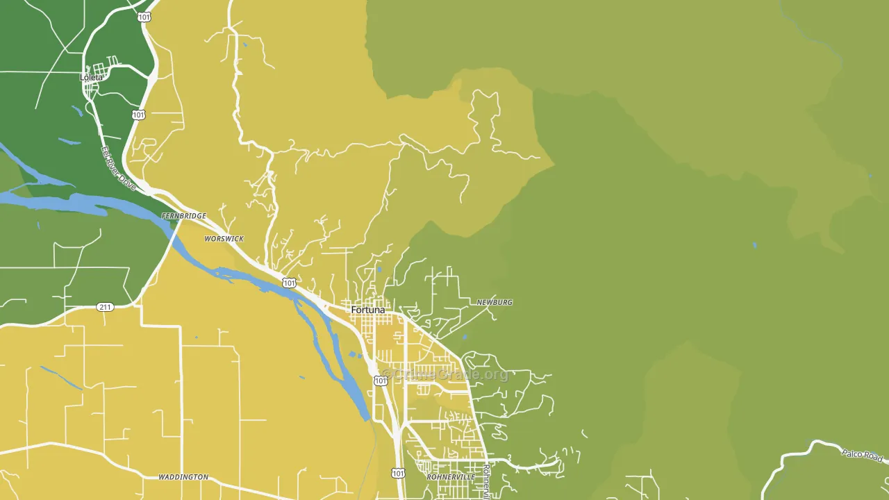 Newburg, CA Map of Vehicle Theft Rates