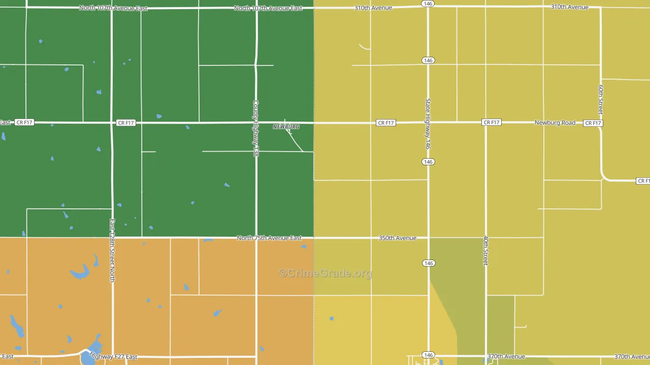 Newburg, IA Map of Vehicle Theft Rates