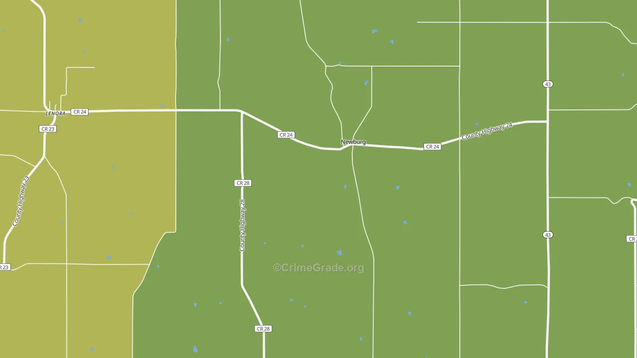 Newburg, MN Map of Vehicle Theft Rates
