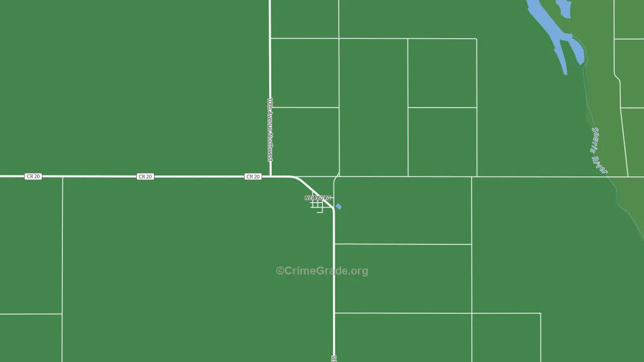 Newburg, ND Map of Vehicle Theft Rates