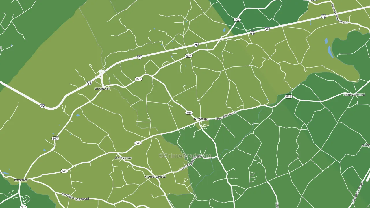 Newburg, PA Map of Vehicle Theft Rates