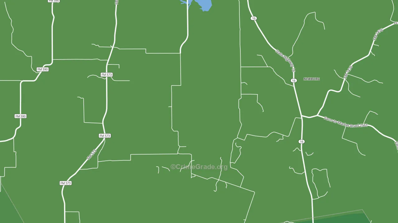 Newburg, TX Map of Vehicle Theft Rates
