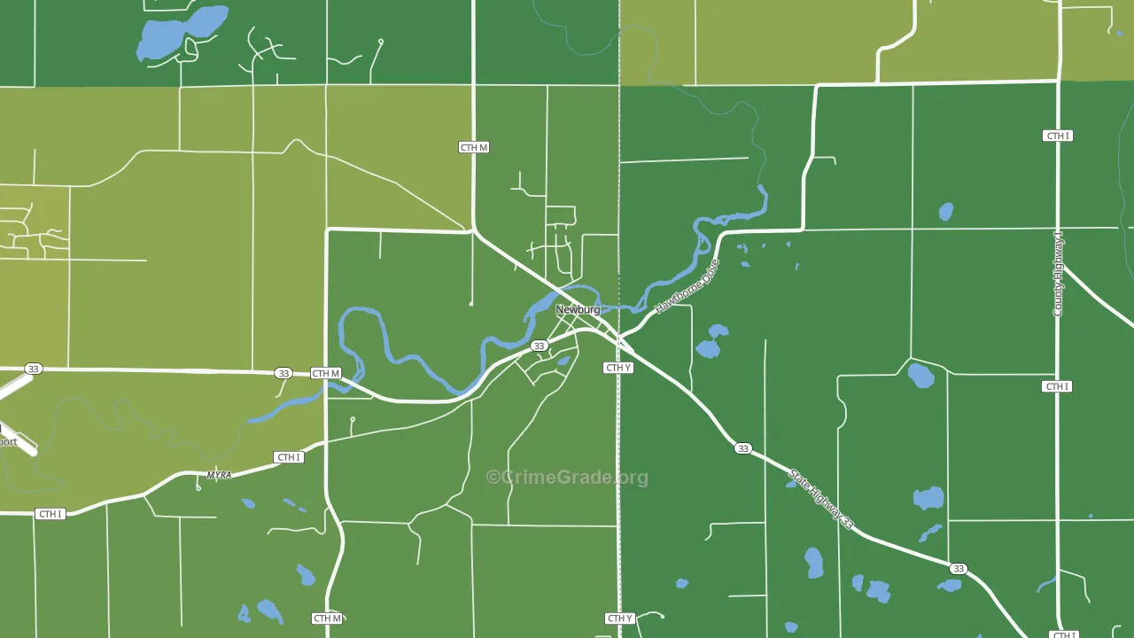 Newburg, WI Map of Vehicle Theft Rates