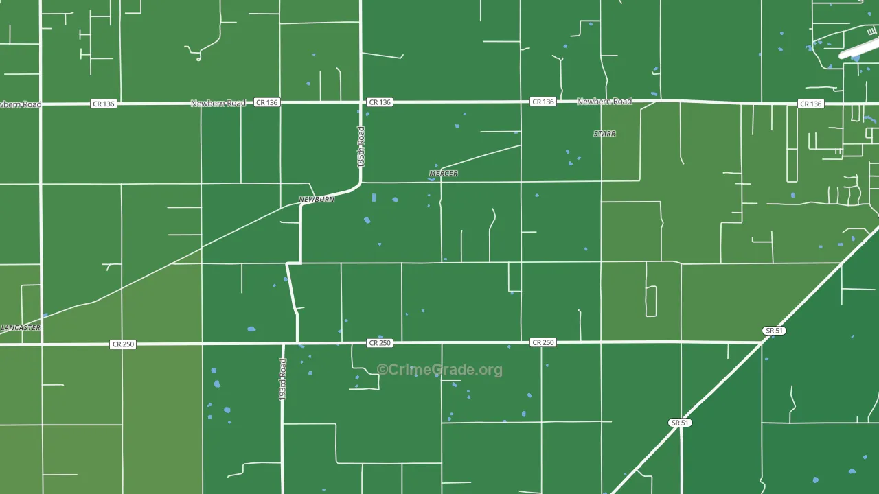 Newburn, FL Map of Vehicle Theft Rates