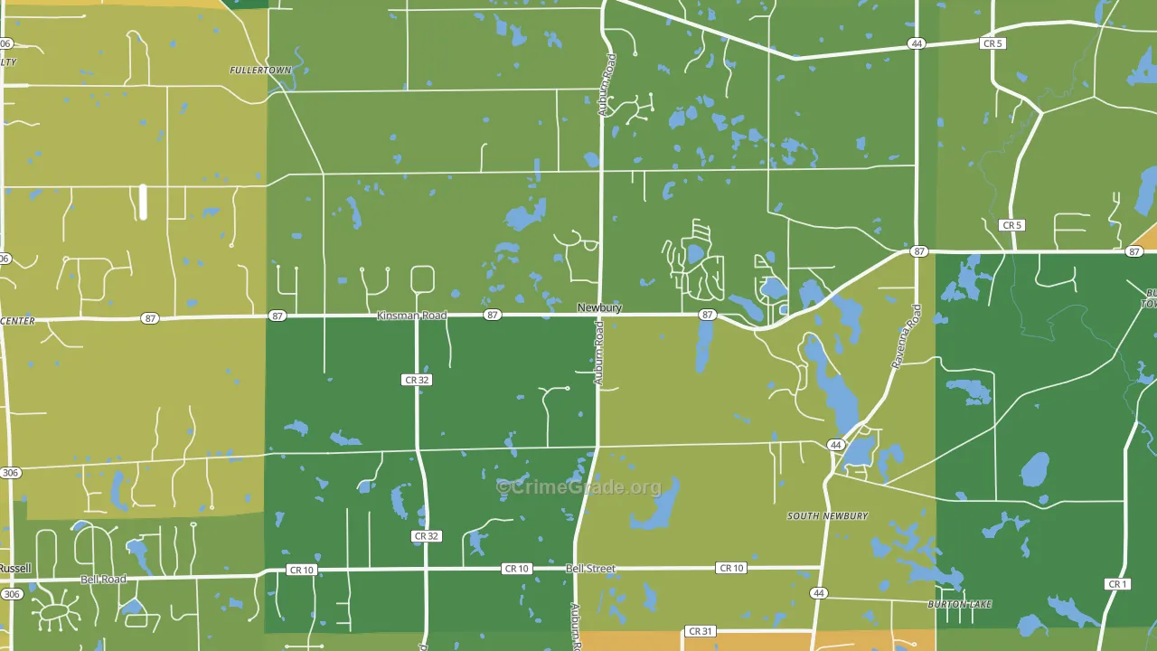 Newbury, OH Map of Vehicle Theft Rates
