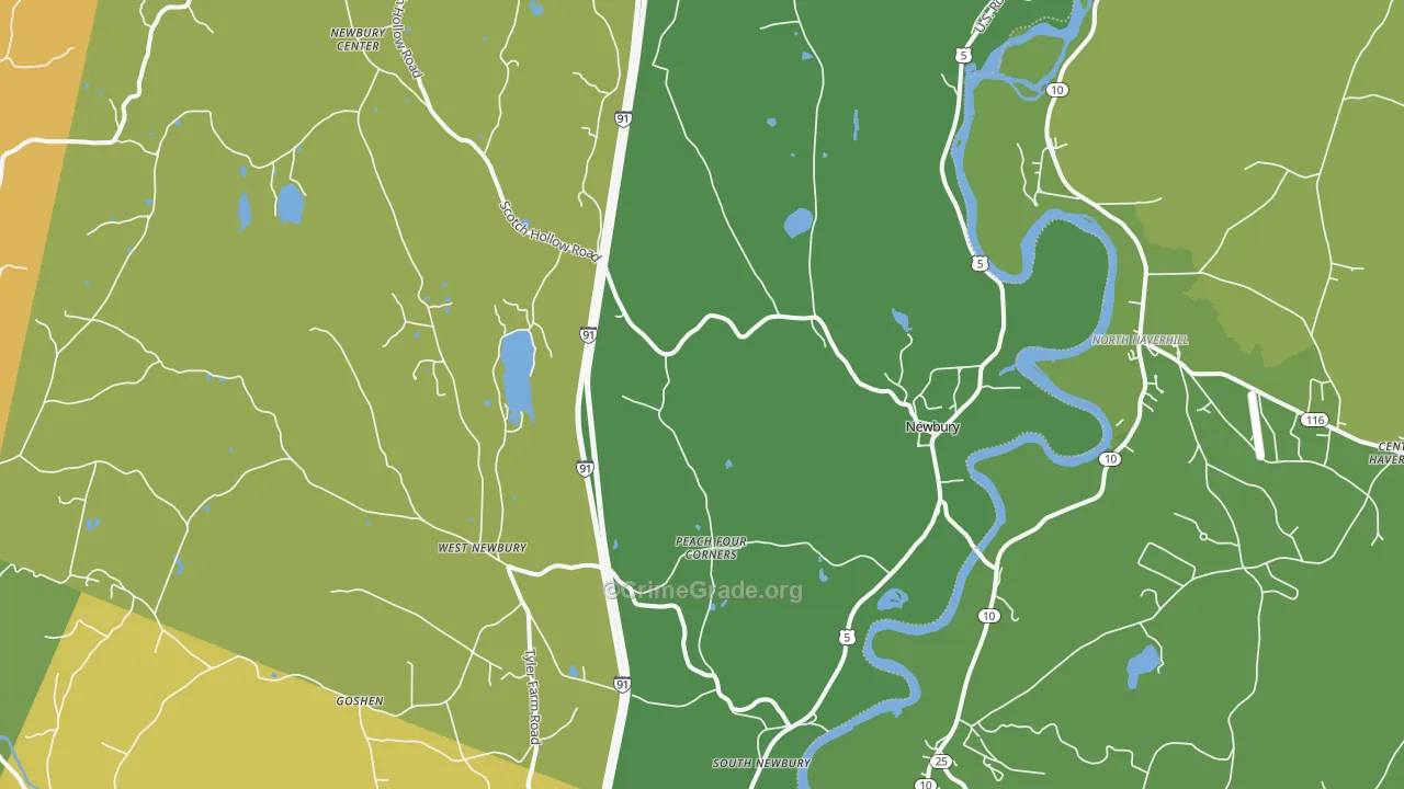 Newbury, VT Map of Vehicle Theft Rates