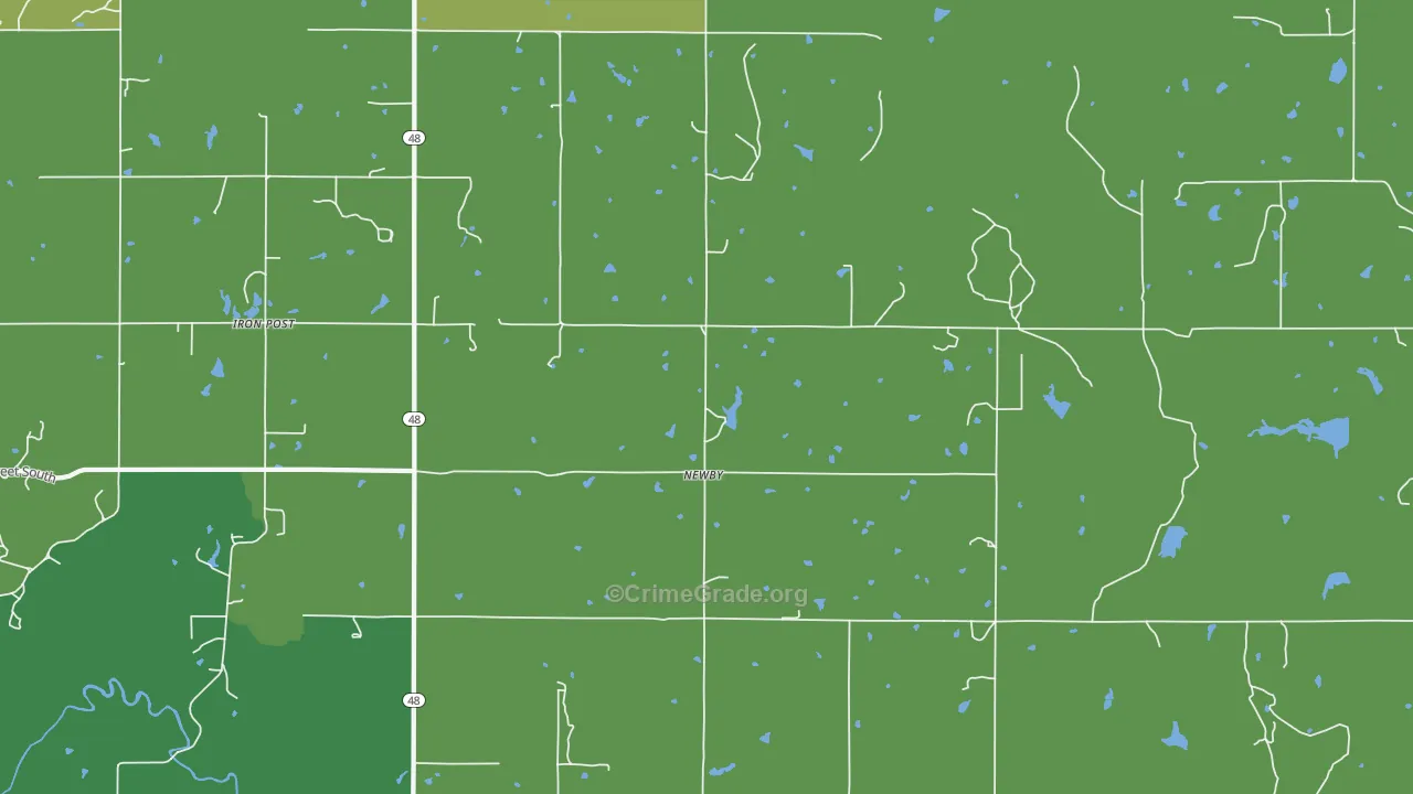 Newby, OK Map of Vehicle Theft Rates