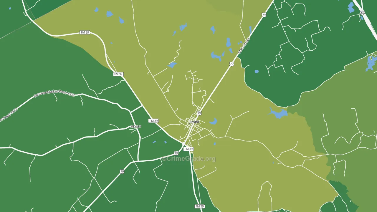 Newby, TX Map of Vehicle Theft Rates