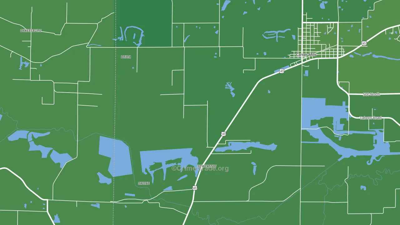 Newcastle, IL Map of Vehicle Theft Rates