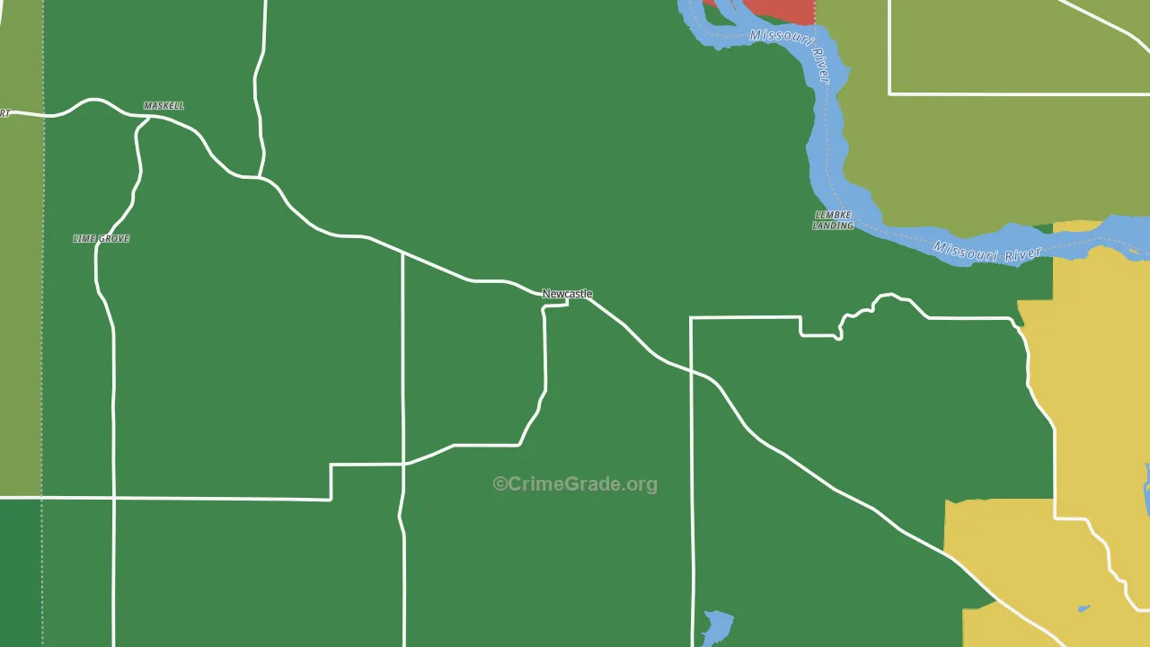 Newcastle, NE Map of Vehicle Theft Rates