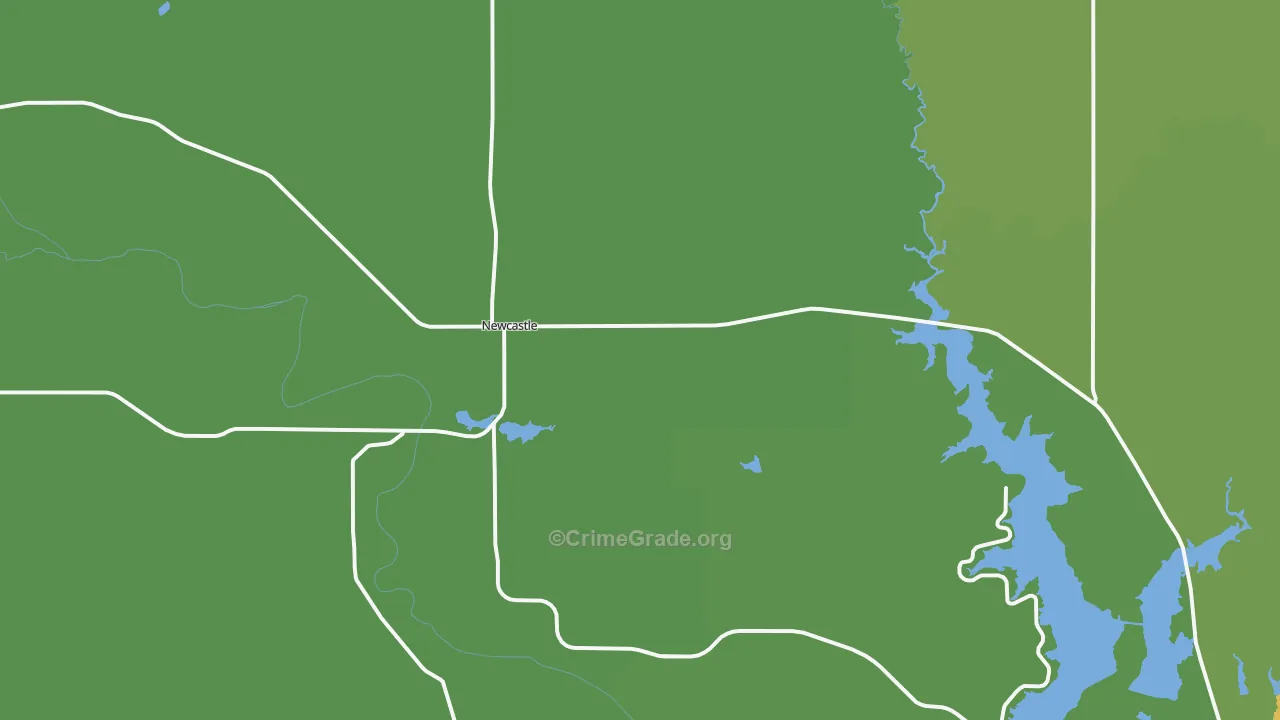 Newcastle, TX Map of Vehicle Theft Rates