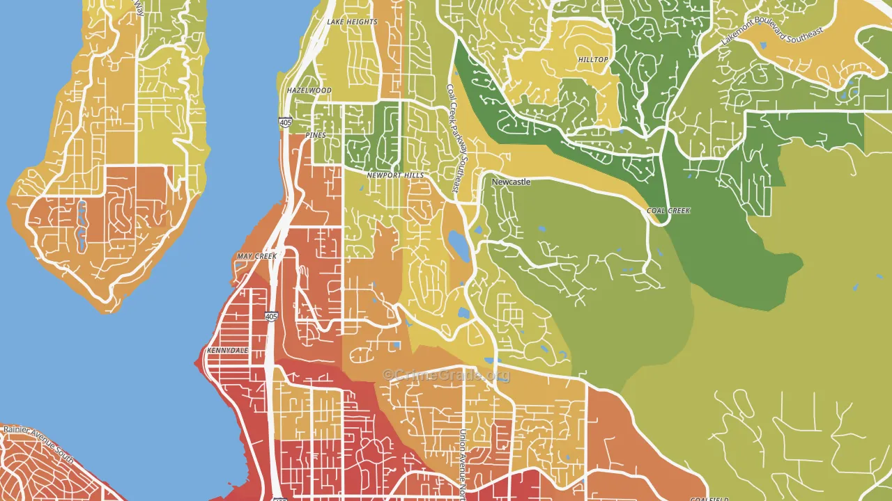 Newcastle, WA Map of Vehicle Theft Rates