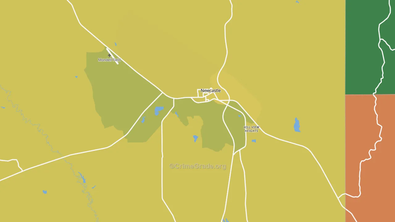 Newcastle, WY Map of Vehicle Theft Rates