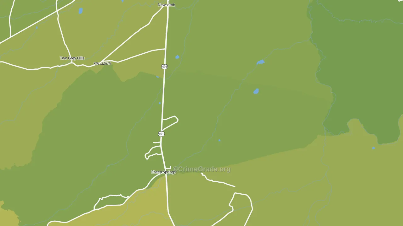 Newcomb, NM Map of Vehicle Theft Rates