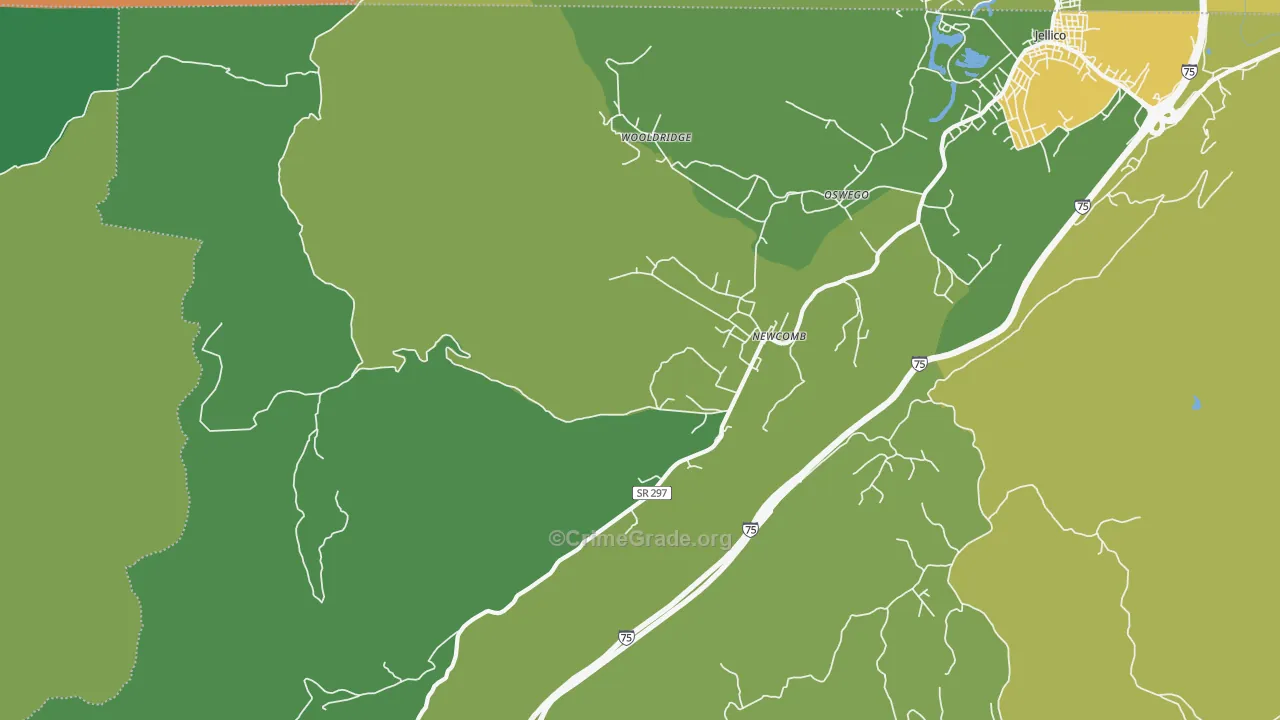 Newcomb, TN Map of Vehicle Theft Rates