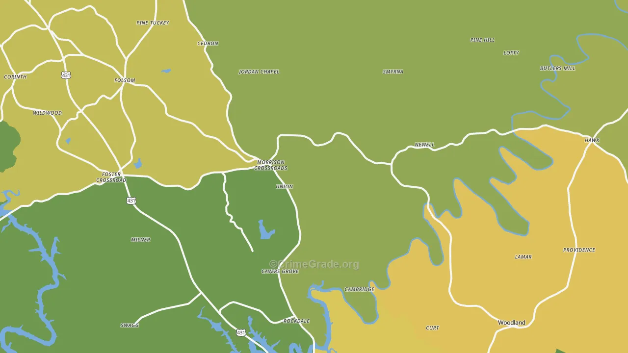 Newell, AL Map of Vehicle Theft Rates