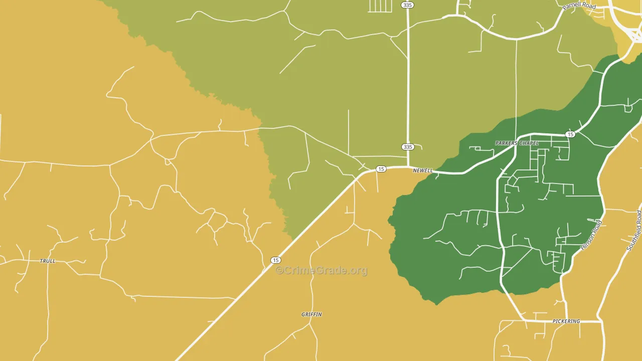 Newell, AR Map of Vehicle Theft Rates