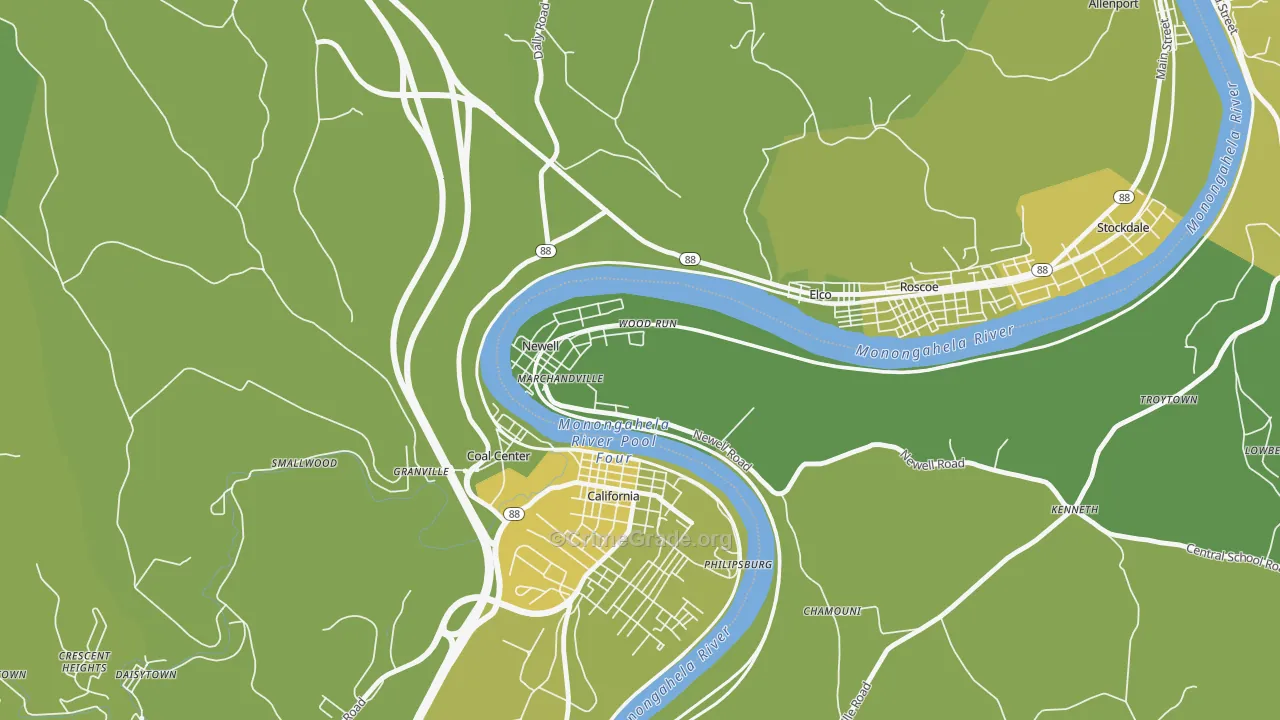 Newell, PA Map of Vehicle Theft Rates