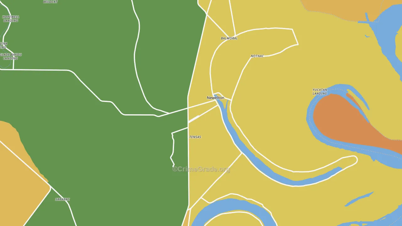 Newellton, LA Map of Vehicle Theft Rates