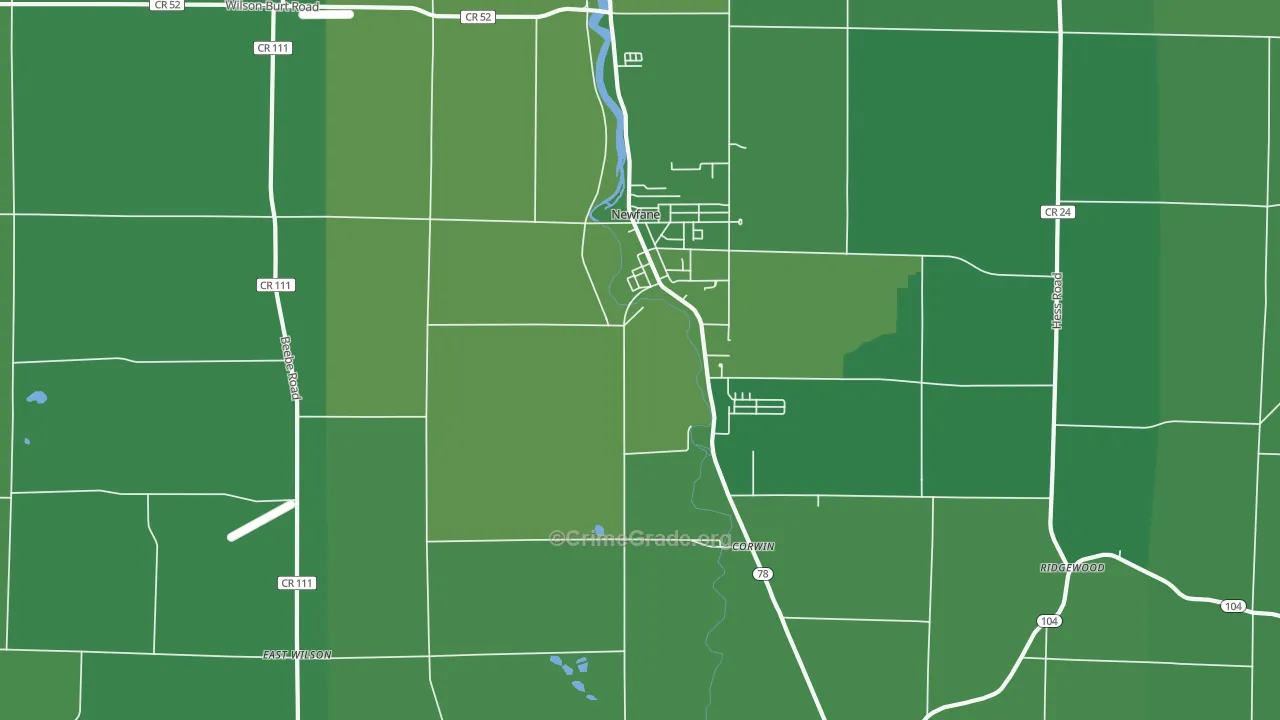 Newfane, NY Map of Vehicle Theft Rates