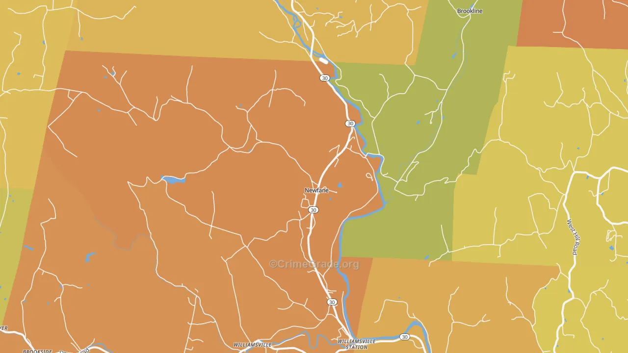 Newfane, VT Map of Vehicle Theft Rates