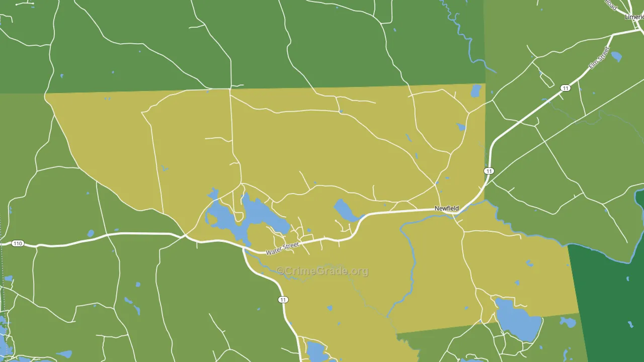 Newfield, ME Map of Vehicle Theft Rates