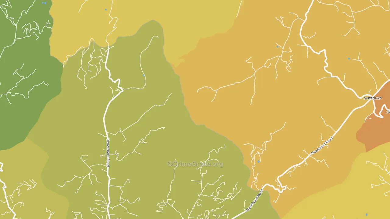 Newfound, NC Map of Vehicle Theft Rates