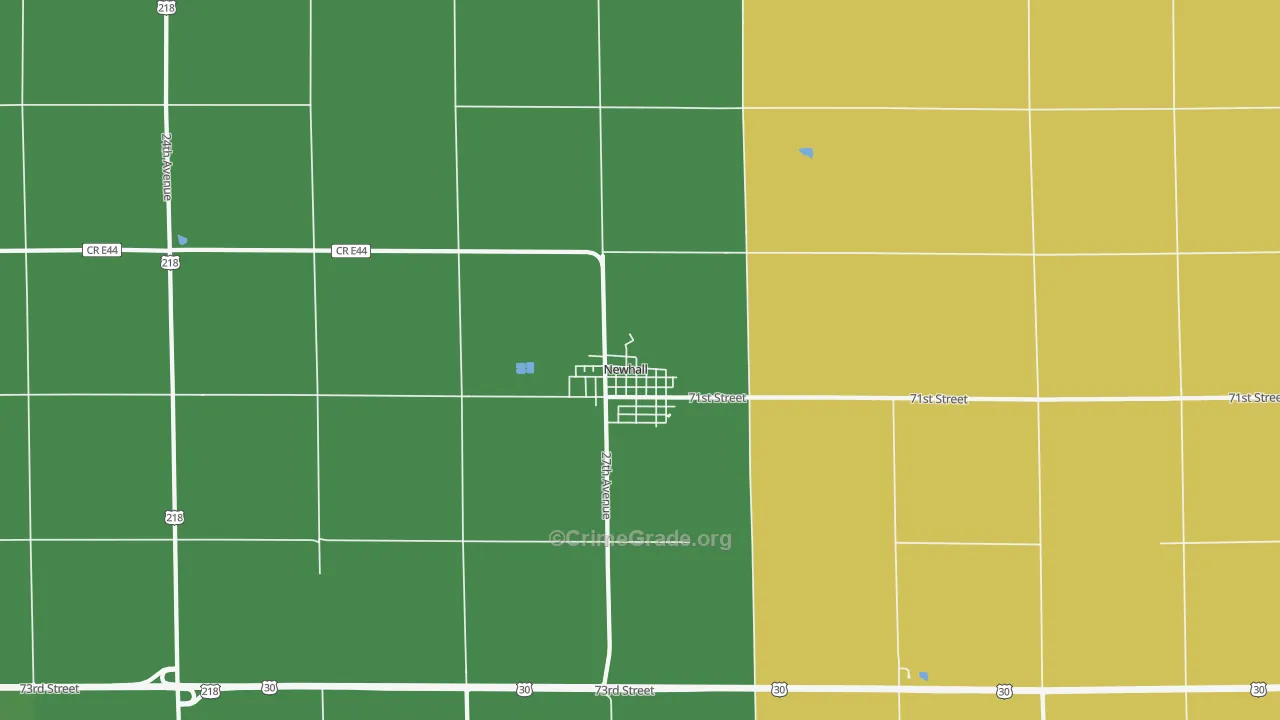 Newhall, IA Map of Vehicle Theft Rates