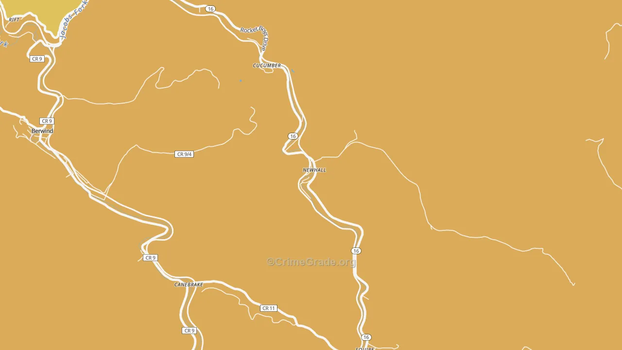 Newhall, WV Map of Vehicle Theft Rates