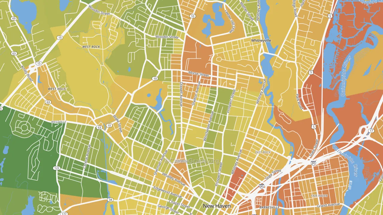 Newhallville, New Haven, CT Map of Vehicle Theft Rates