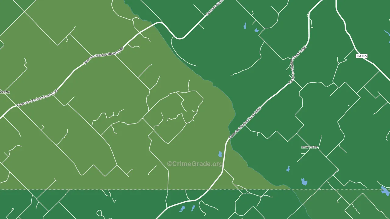 Newharp, TX Map of Vehicle Theft Rates