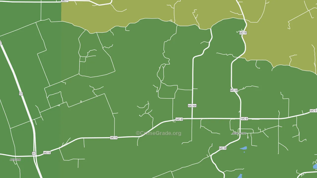 Newhope, MO Map of Vehicle Theft Rates