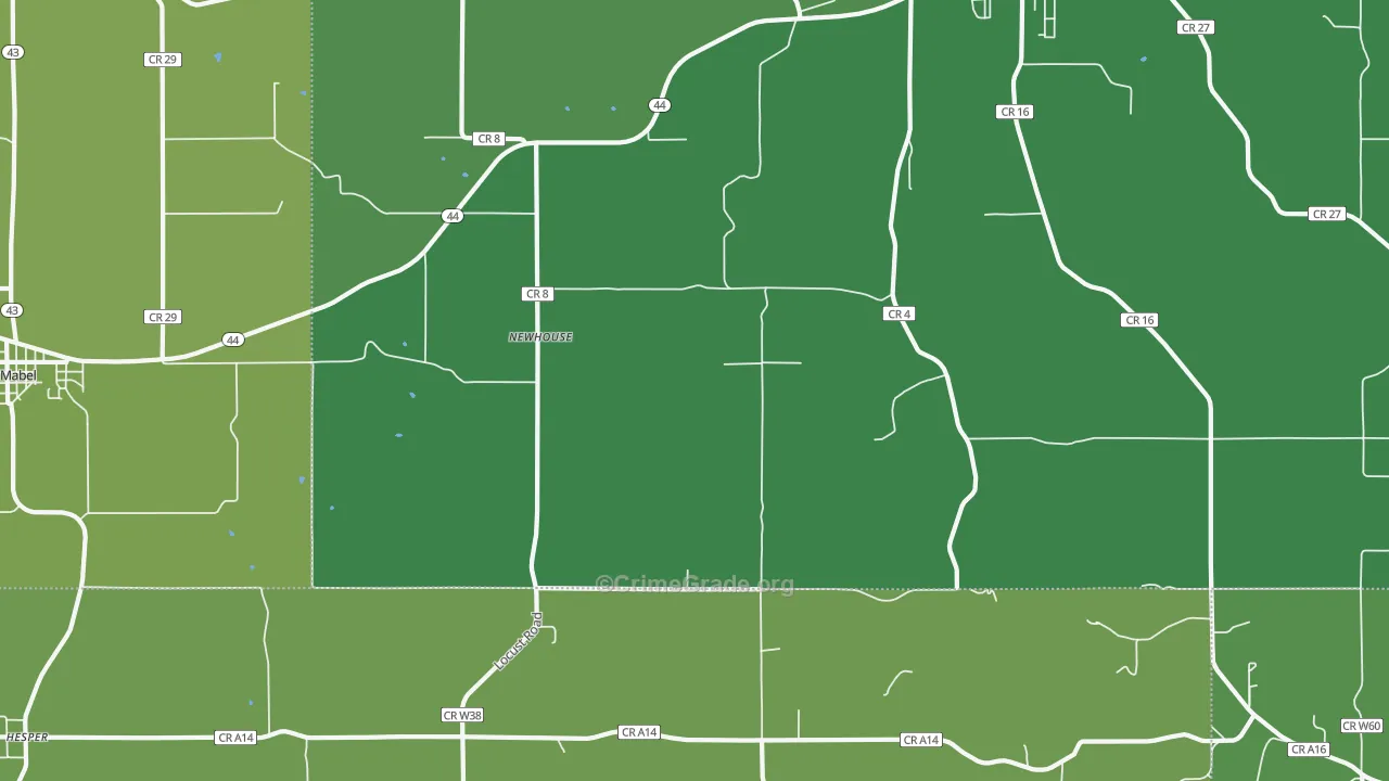 Newhouse, MN Map of Vehicle Theft Rates