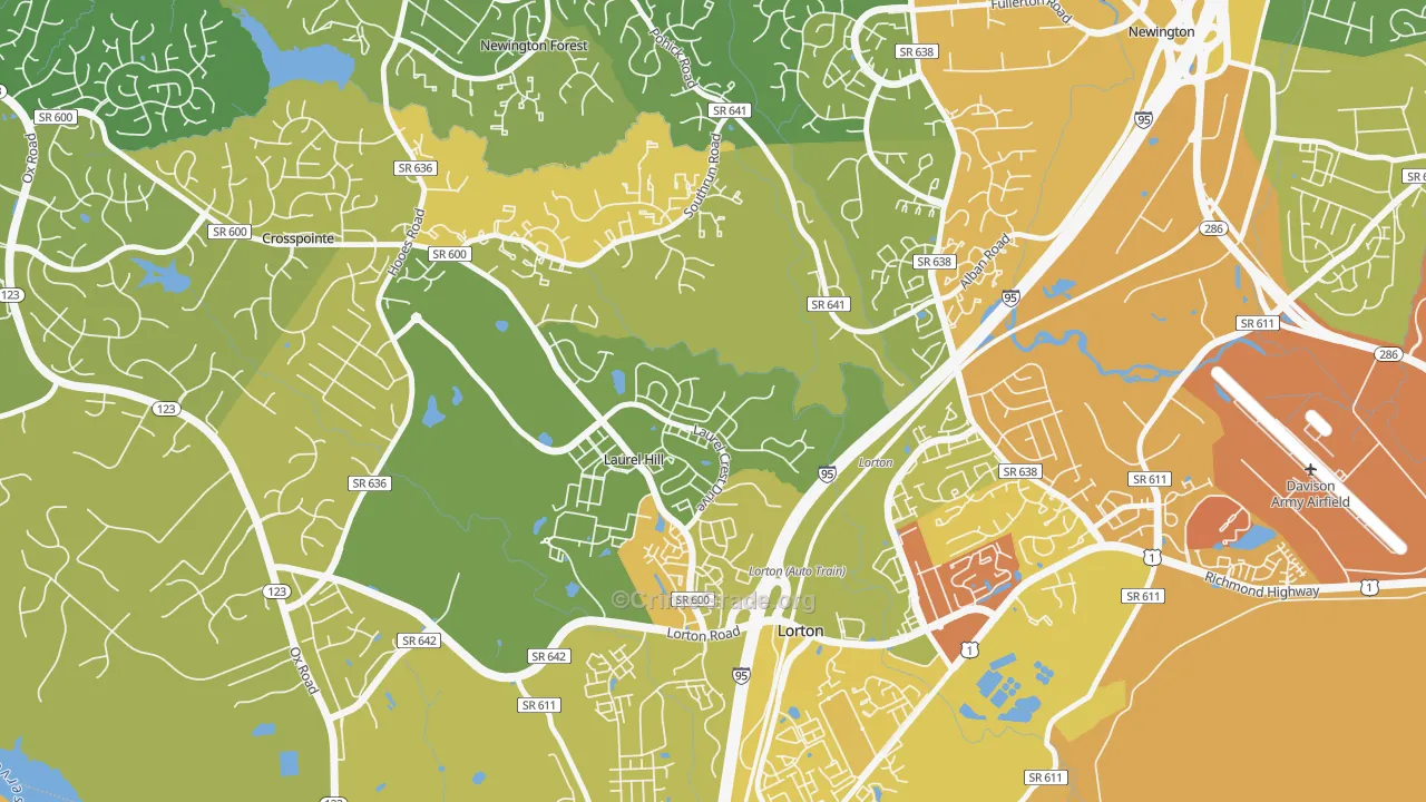 Newington Forest, VA Map of Vehicle Theft Rates
