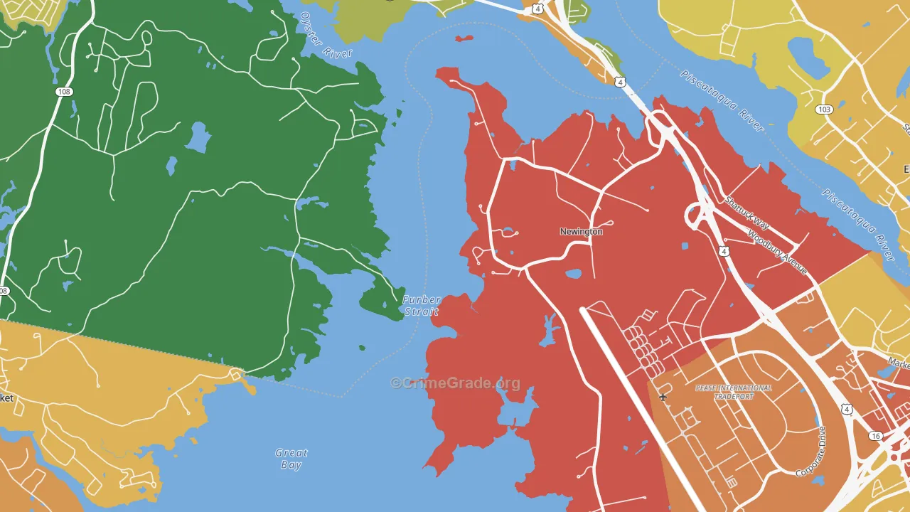 Newington, NH Map of Vehicle Theft Rates