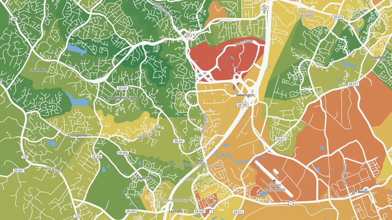Newington, VA Map of Vehicle Theft Rates
