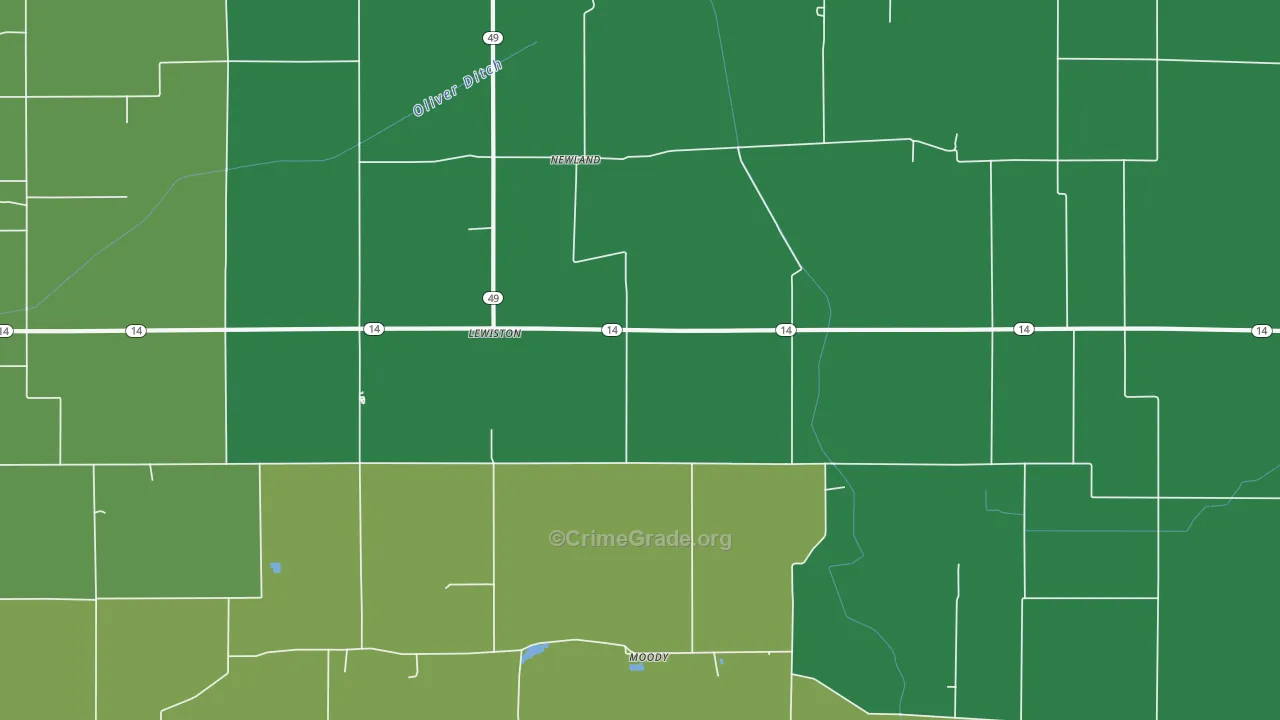 Newland, IN Map of Vehicle Theft Rates