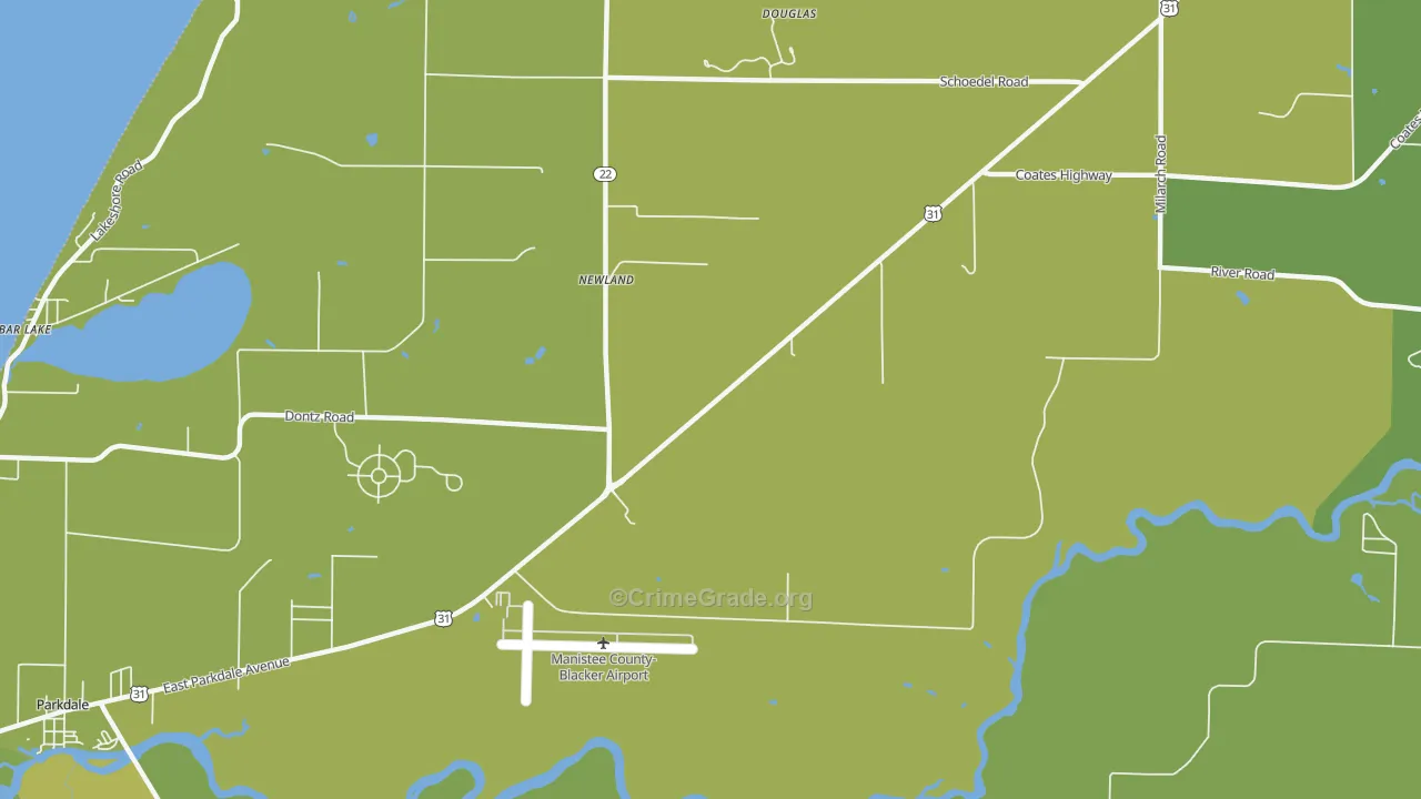 Newland, MI Map of Vehicle Theft Rates